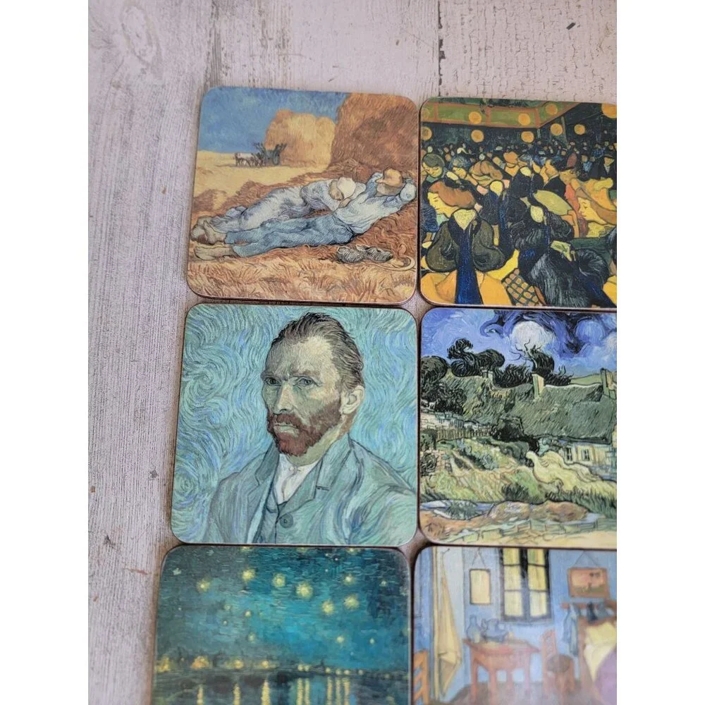 Van Gogh drink coaster art set sunflower unique home decor‎